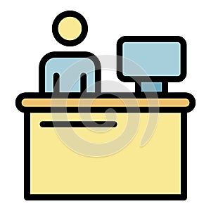 Admin workplace icon color outline vector