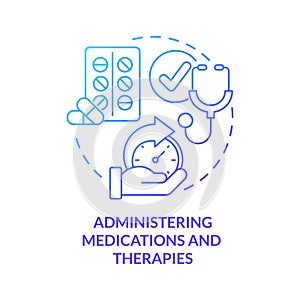 Administering medications and therapies blue gradient concept icon