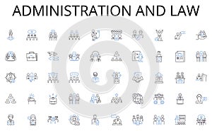 Administration and law line icons collection. Prosperity, Abundance, Riches, Fortune, Materialism, Capital, Assets