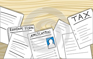 Administration problem vector illustration with sheets and forms
