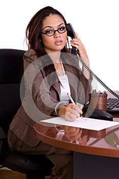 Administrative assistant on the phone