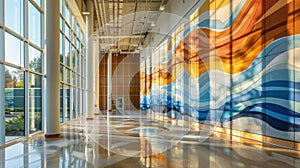 In the administrative building of the green school the lobby is adorned with a large art installation made entirely of
