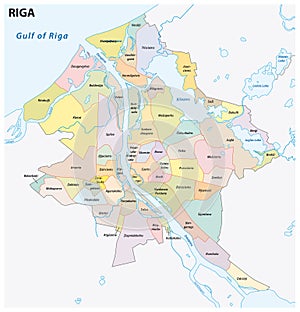 Administrative and district map of latvia capital riga