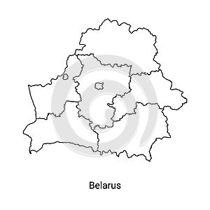 Administrative divisions of Belarus. Europe vector countries map.