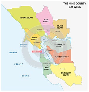 Administrative map of the California region San Francisco Bay Area photo