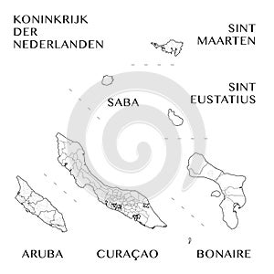 Vector Map of the Caribbean Netherlands and the Special Municipalities of the Kingdom of the Netherlands photo