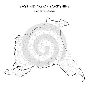Administrative Map of East Riding of Yorkshire as of 2022 - Vector Illustration
