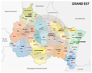 Administrative map of the new french region grand est photo