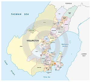 Administrative map of New Zealands capital Wellington