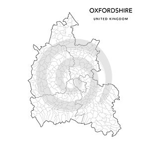 Administrative Map of Oxfordshire as of 2022 - Vector Illustration