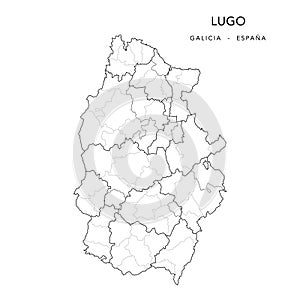 Administrative Map of the Province of Lugo as of 2022 - Spain - Vector Map photo