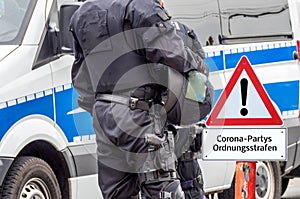 Administrative penalties Corona parties Shield in german