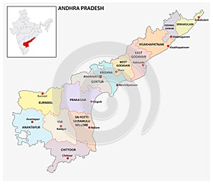 Administrative and political map of indian state of Andhra Pradesh, india photo