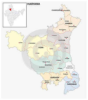 Administrative and political map of indian state of Haryana, india photo