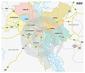 Administrative, political and roadmap of the Ukrainian capital Kiev