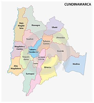 Administrative and political vector map of the Colombian Department of Cundinamarca