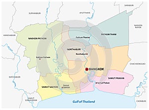 Administrative vector map of Bangkok metropolitan area, Thailand