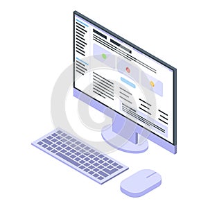 It administrator desktop computer icon, isometric style