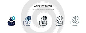 Administrator icon in different style vector illustration. two colored and black administrator vector icons designed in filled,