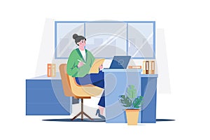 Administrator managing administrative functions Illustration concept on white background