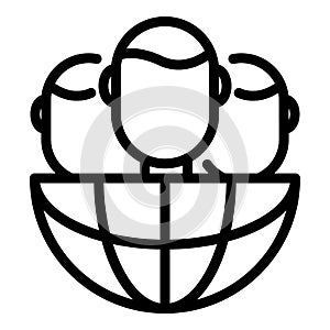 Admins and globe icon, outline style