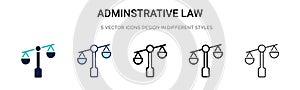 Adminstrative law icon in filled, thin line, outline and stroke style. Vector illustration of two colored and black adminstrative