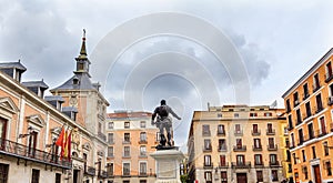 Admiral Bazan Statue Plaza de la Villa Madrid Spain photo