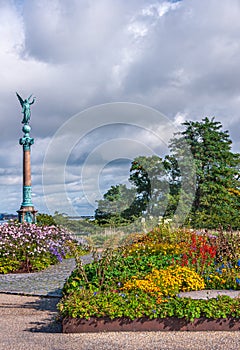 Admiral Ivar Huitfeldt Column and flowers, Copenhagen, Denmark photo