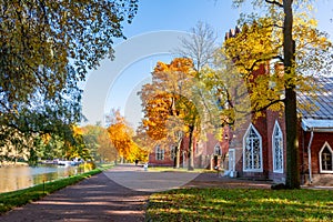 Admiralty buildings in Catherine park in autumn, Tsarskoe Selo Pushkin, Saint Petersburg, Russia