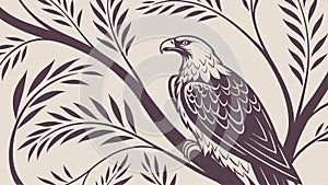 Bald eagle head close,up, powerful bird of prey illustration vector design Generative AI photo