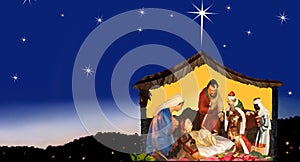 Admiring & hope of christmas. Nativity scene.