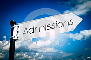 Admissions - signpost with one arrow