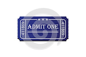 Admit one ticket isolated on white
