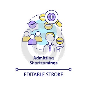 Admitting shortcomings concept icon