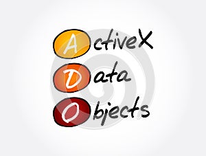ADO - ActiveX Data Objects acronym, technology concept background