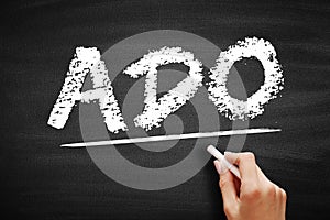 ADO - ActiveX Data Objects acronym, technology concept on blackboard photo