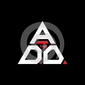 ADO triangle letter logo design with triangle shape. ADO triangle logo design monogram. ADO triangle vector logo template with red photo