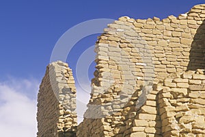 Adobe brick wall, circa 1060 AD, Chaco Canyon Indian ruins, The Center of Indian Civilization, NM