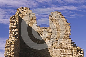 Adobe brick wall, circa 1060 AD, Chaco Canyon Indian ruins, The Center of Indian Civilization, NM