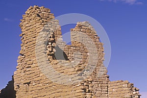 Adobe brick wall, circa 1060 AD, Chaco Canyon Indian ruins, The Center of Indian Civilization, NM