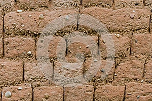 Adobe bricks wall background. background