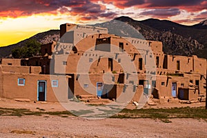 Adobe Houses in the Pueblo of Taos, New Mexico, USA. photo