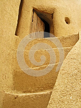 Adobe made stairway in Bayazeh Castle near Yazd , Iran