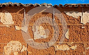 Adobe mud walls in Castile La Mancha