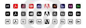 Adobe Products: APortfolio, Document Cloud, InCopy, Creative Cloud, Audition, Experience Cloud, Illustrator, Premiere Rush,