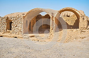 Adobe ruins of Zoroastrian complex, Yazd, Iran photo