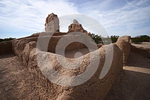 Adobe wall ruins at casa grande arizona photo