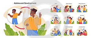 Adolescent Development concept. Flat vector illustration