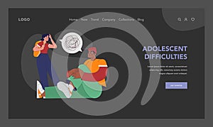 Adolescent difficulties concept. Flat vector illustration