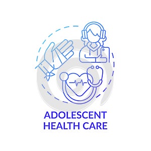 Adolescent health care blue gradient concept icon